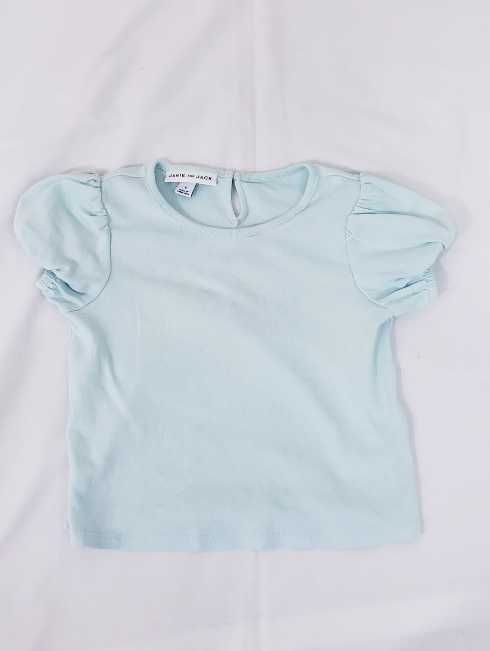Janie and Jack Pale Blue Aqua Puff Sleeve Tee Size 6 6X